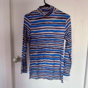 Marni Blue and Brown Striped Turtleneck